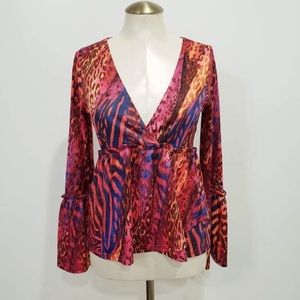 Boston Proper Multi-Color Animal Print Blouse Sz XS